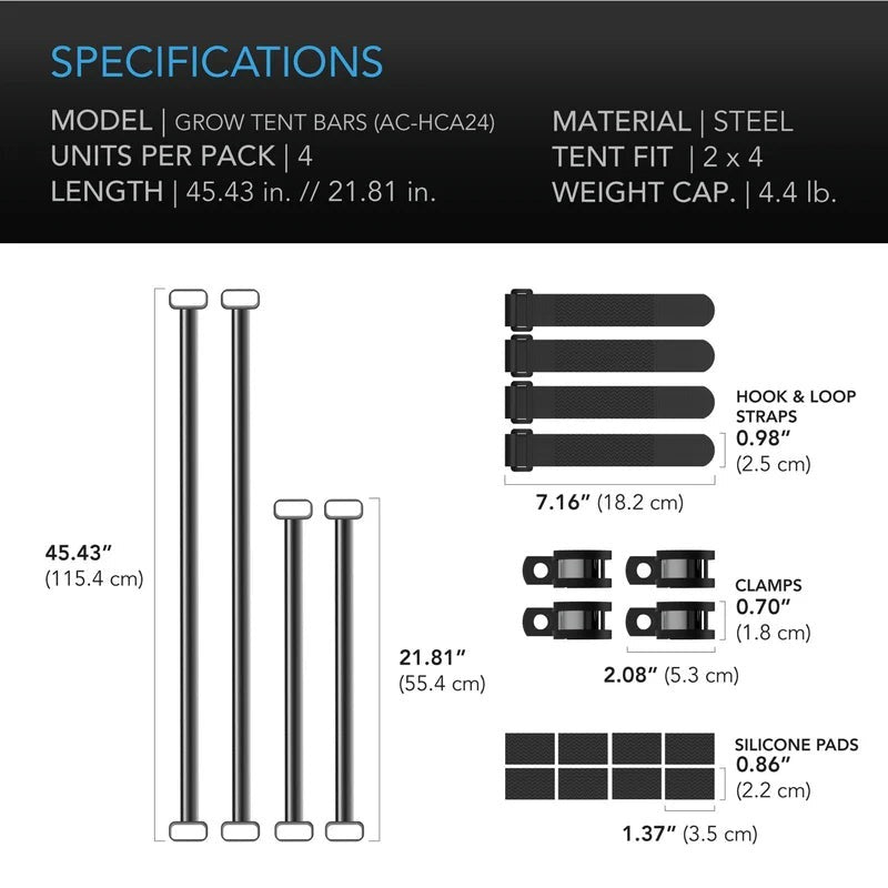 AC Infinity Grow Tent Mounting Bars - 2x4 (AC-HCA24)