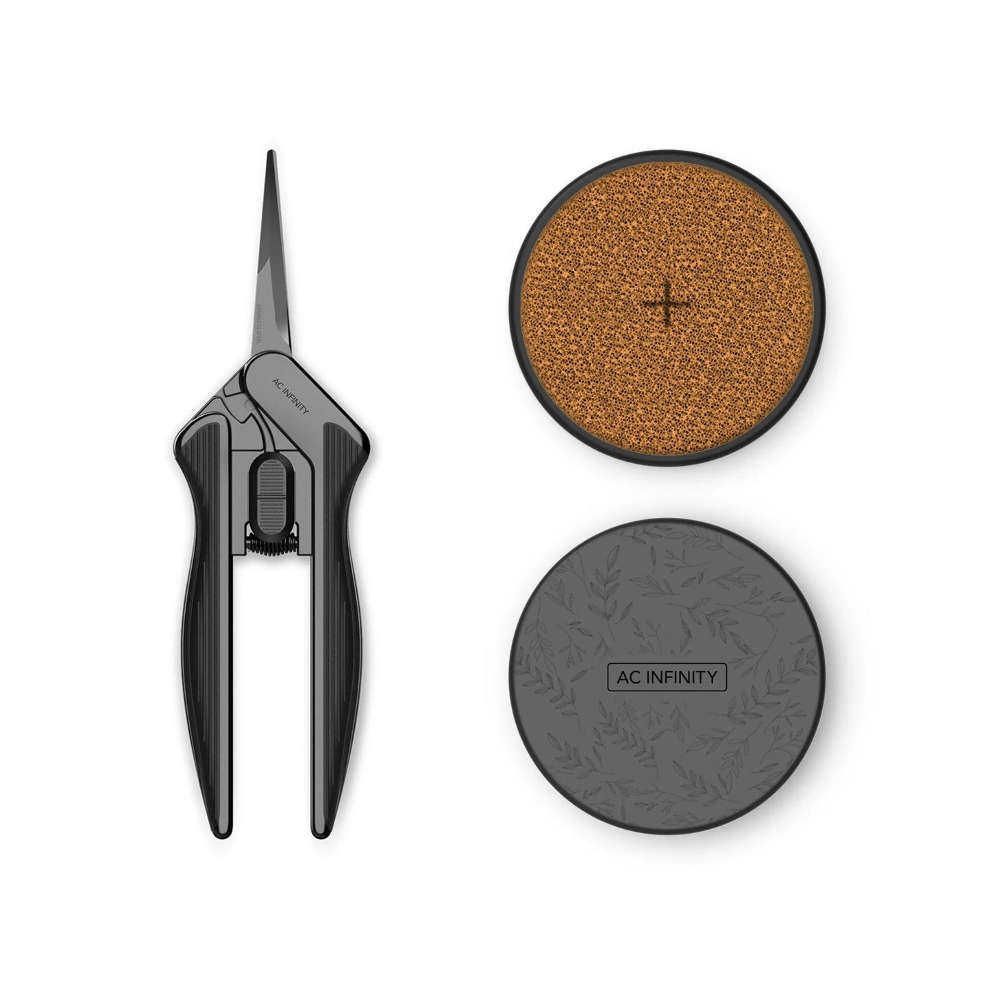 AC Infinity Stainless Steel Straight Pruning Scissors + Cleaning Kit (AC-PSB3)