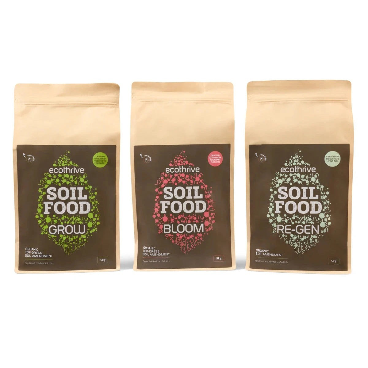 Ecothrive Soil Food - Organic Soil Amendment - 5KG / 3 kit bundle - Grow & Bloom & Regen