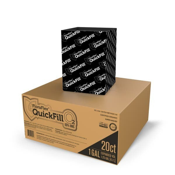 FloraFlex Quick Fill Bag - 1 Gallon | Black O2 Fabric | 60% WHC - Box of 20
