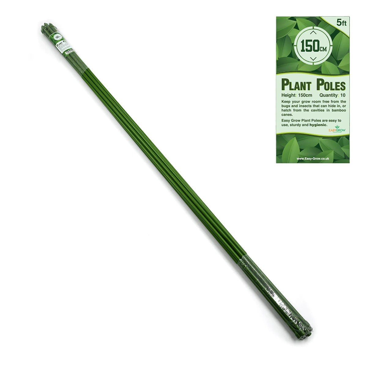 Garden Canes - PVC Coated Aluminium Plant Poles - Pack of 10 - 5ft - 150cm