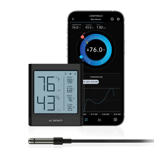 AC Infinity Cloudcom B1 Smart Thermo-Hygrometer + 12ft External Probe (AC-CCB1)
