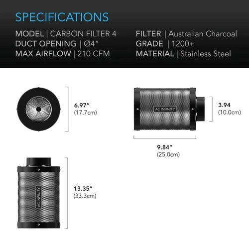AC Infinity Duct Carbon Filter - 4" (356 m3/h) | AC-DCF4