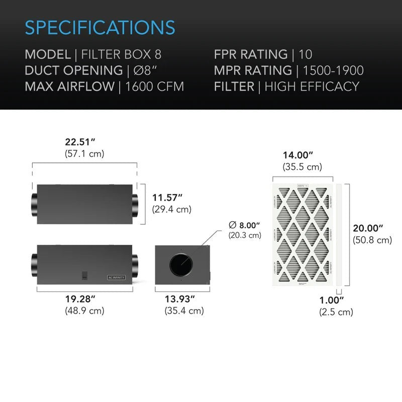 AC Infinity Intake Air Filter - 8" (AC-AFB8)