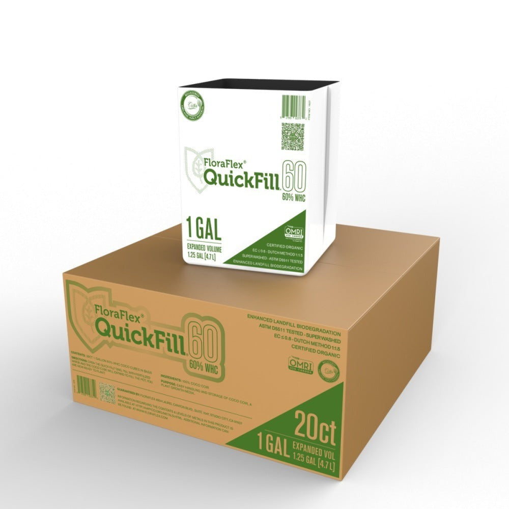 FloraFlex Quick Fill Bag - 1 Gallon | White Plastic | 60% WHC - Box of 20