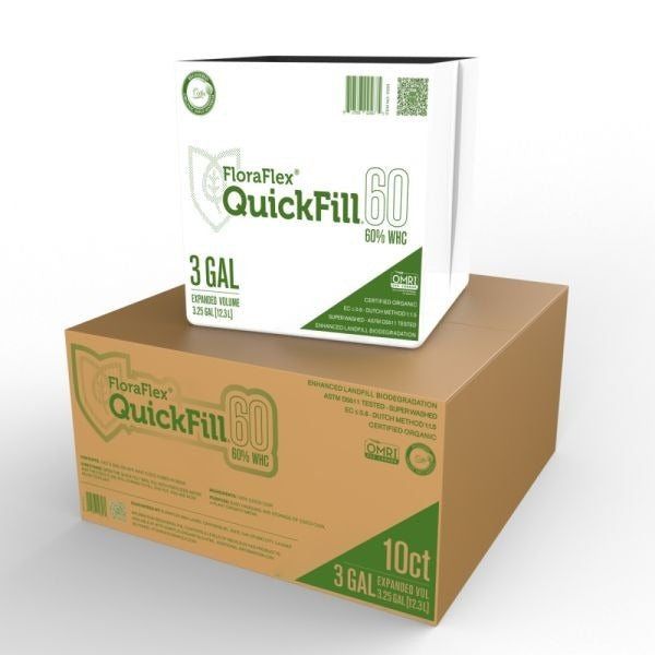 FloraFlex Quick Fill Bag - 3 Gallon | White Plastic | 60% WHC - Box of 10