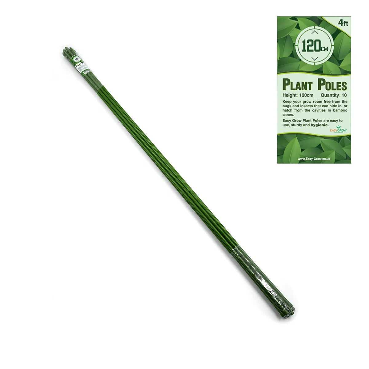 Garden Canes - PVC Coated Aluminium Plant Poles - Pack of 10 - 4ft - 120cm