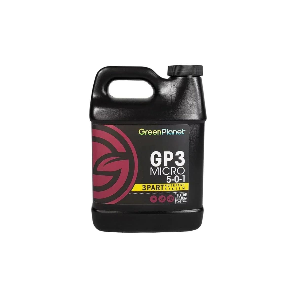 Green Planet - Grow, Bloom, Micro 3-Part Nutrient Hydroponics (GP3) - Micro / 1L