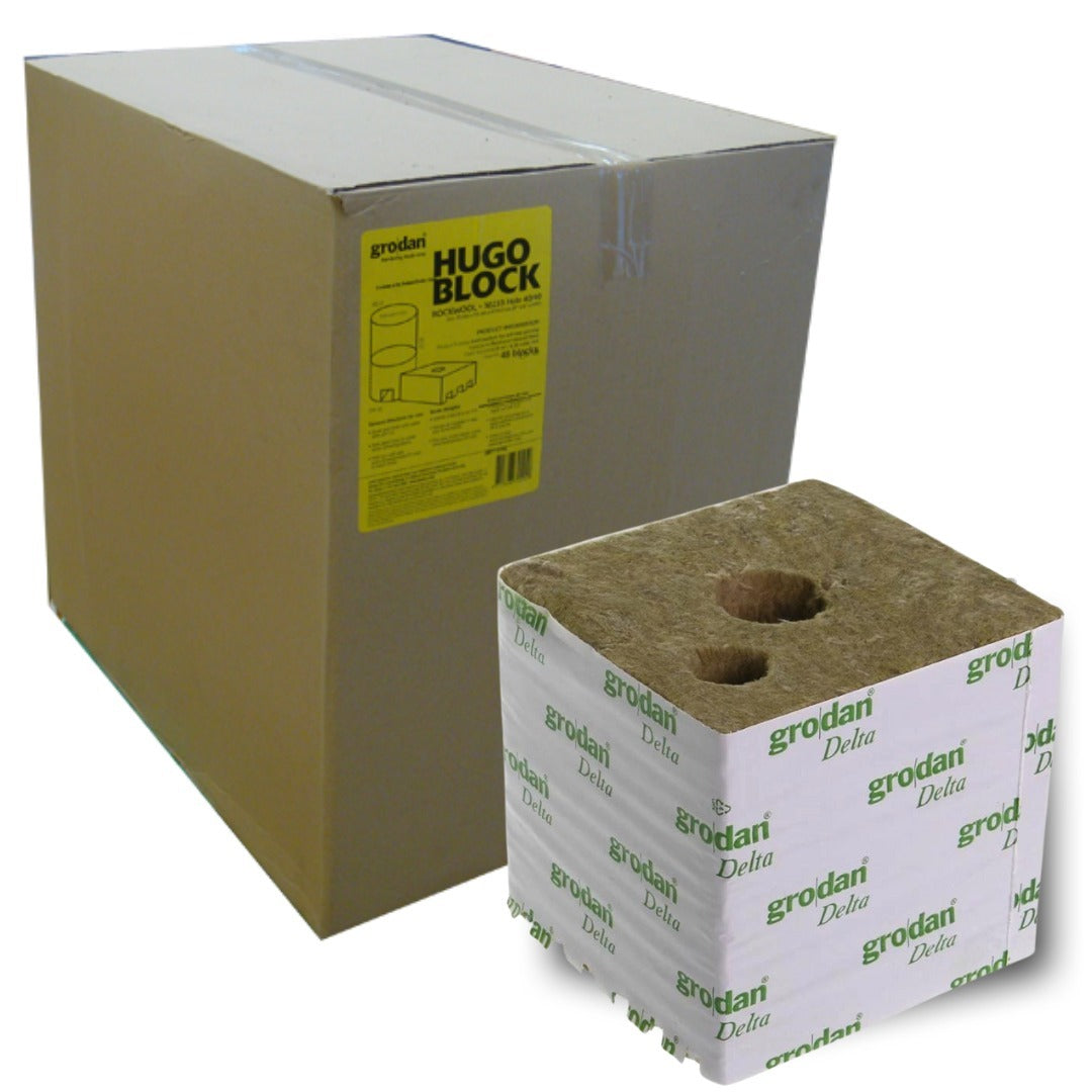 Grodan - 6" Hugo Block / Cube (with new dripper hole) - Box of 48