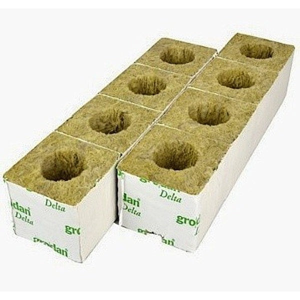 Grodan Rockwool Blocks 3” (7.5cm) – Small or Large Hole - 2.5cm (Small Hole) / Strip of 8