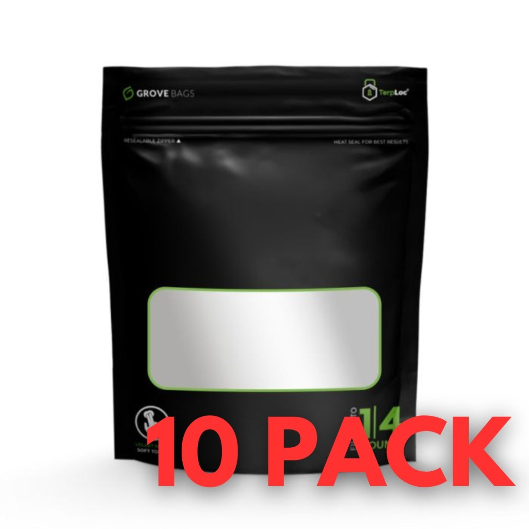 Grove Bags - *SOFT TOUCH* - 4 Ounce Window (115g / Qtr Pound) - 10 Pack