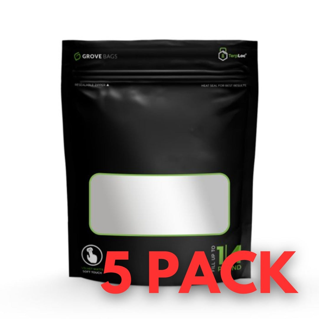 Grove Bags - *SOFT TOUCH* - 4 Ounce Window (115g / Qtr Pound) - 5 Pack
