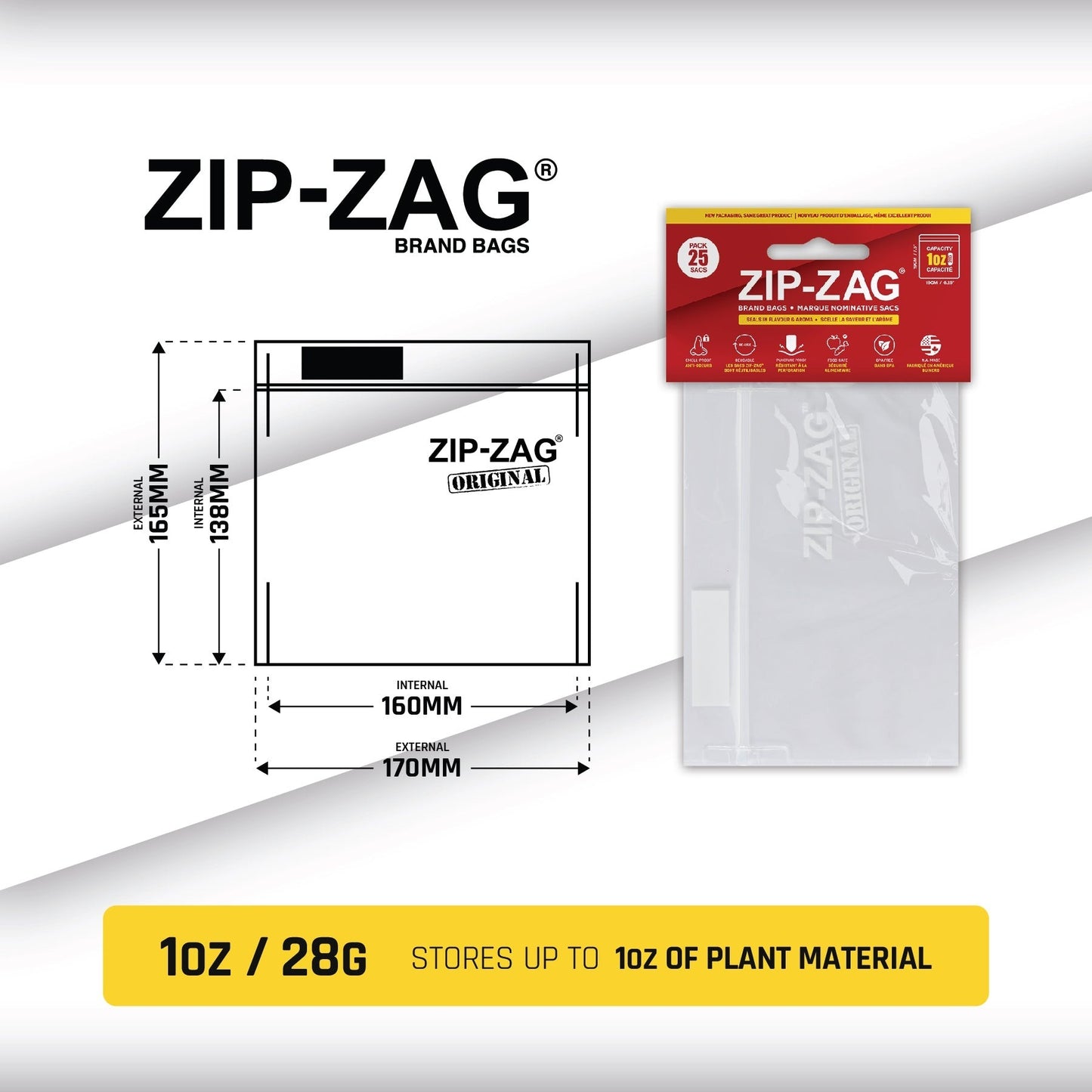 Zip-Zag Brand Smellproof Bags - 30g | Small Bag (25 Pack)